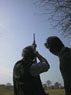 Clay shooting at dusk