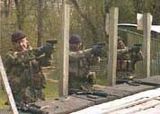 Pistol shooting on the range